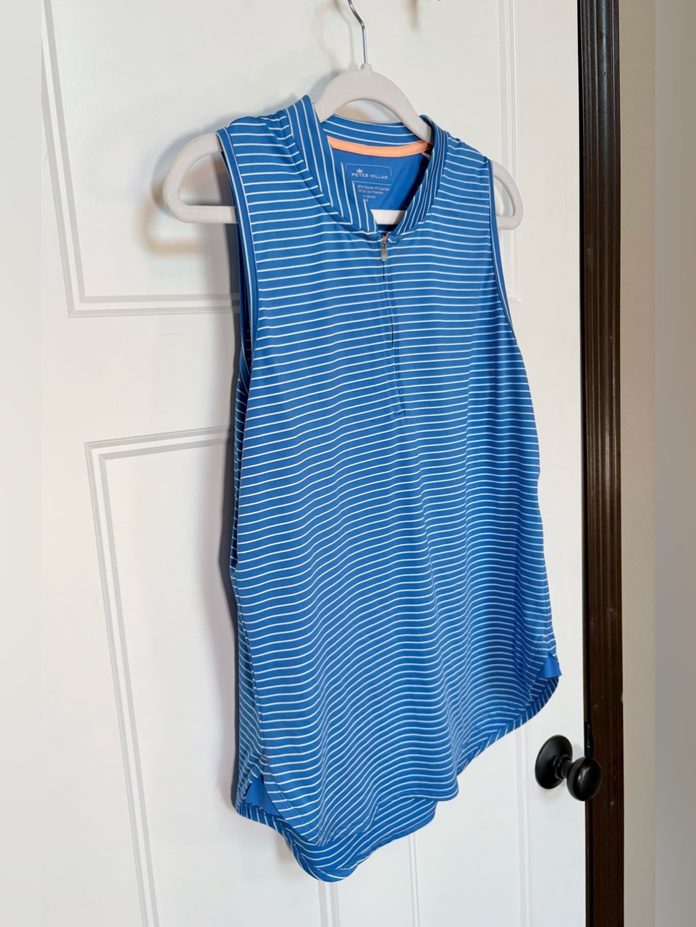Peter Millar Women's Vista Stripe Shirley Sleeveless Quarter Zip Golf Polo Med - Picture 3 of 13